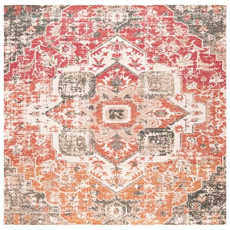 Safavieh 6 x 6 ft. Saffron Square Power Loomed Area RugBeige & Red SFN392F-6SQ